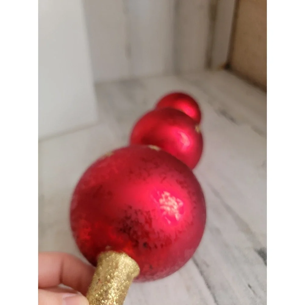 Radko Ruby red star finial triple drop ball tree topper xmas unique star vintage